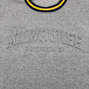 Milwaukee Brewers SGA Crewneck Sweater Mens Medium Gray Embossed Pullover MLB